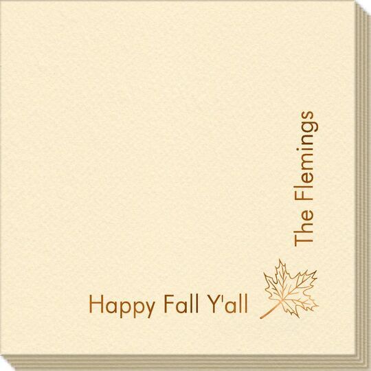 Corner Text with Autumn Leaf Design Linen Like Napkins